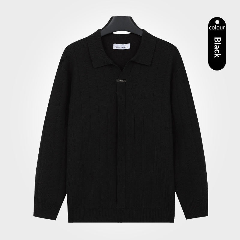 Mens AutumnWinter Lapel Knitted Cardigan Casual Top - Cityz Atelier lumiere