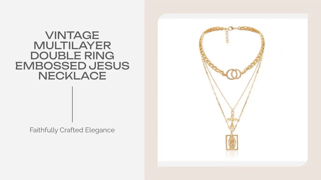 Vintage Multilayer Double Ring Embossed Jesus Necklace by@Outfy