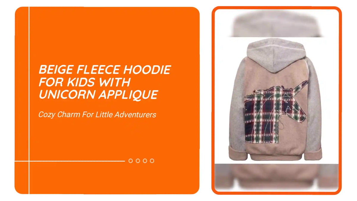 Beige Fleece Hoodie for Kids with Unicorn Applique by@Outfy